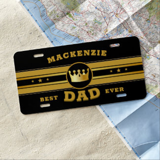 Best Dad Ever Crown Name Gift License Plate