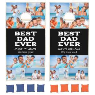 Best Dad Ever Custom 12 Photo Collage Cornhole Set