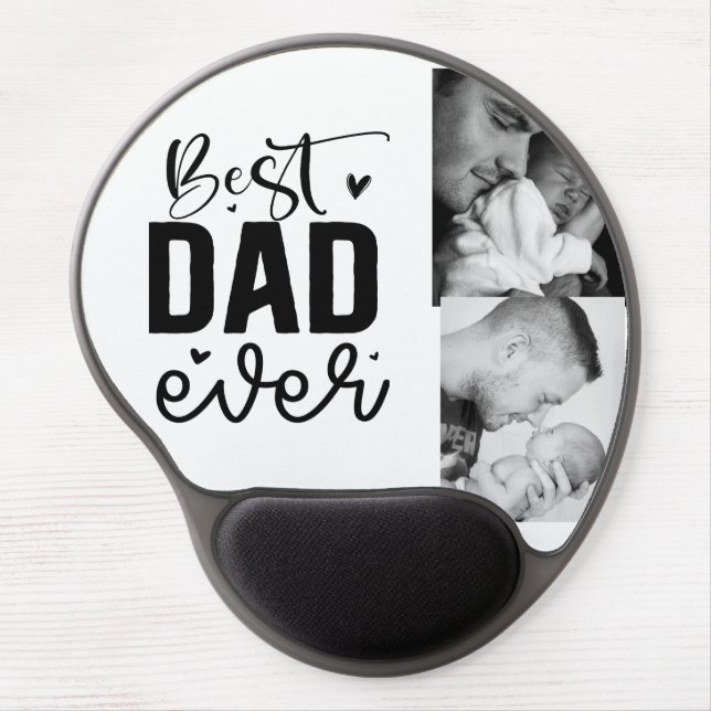 Best Dad Ever Custom 2 Photo Collage Gel Mouse Pad (Front)
