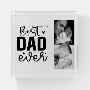 Best Dad Ever Custom 2 Photo Collage Paperweight