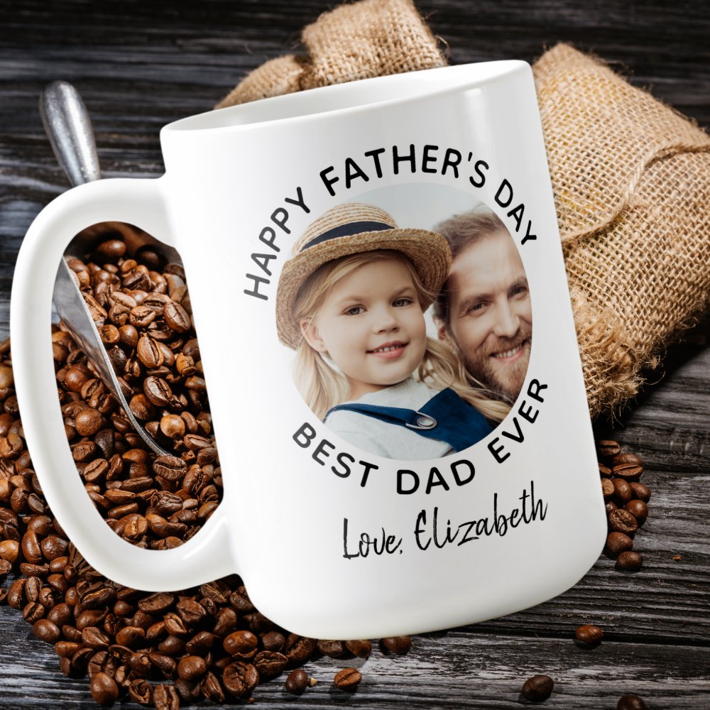 Discover Best DAD Ever Custom Photo Happy Father's Day Coffee Mug