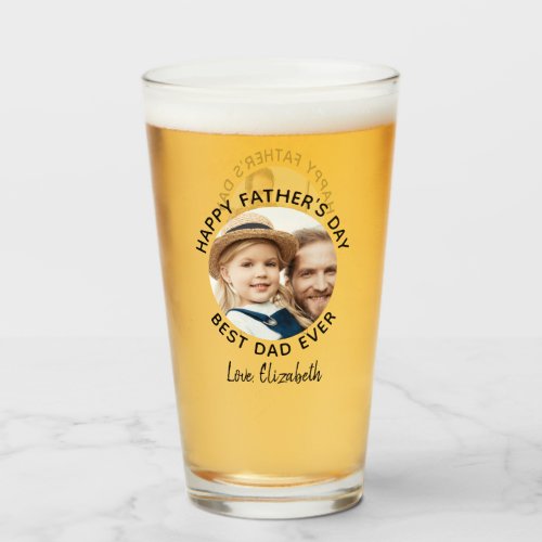 Best DAD Ever Custom 2 Photo Happy Fathers Day Glass