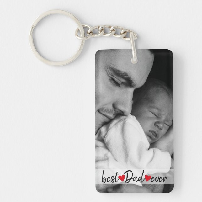 Best Dad Ever Custom 2 Photo  Keychain (Front)