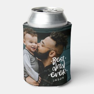 Best Dad ever Custom 2 Photos Name Gift for Dad Can Cooler