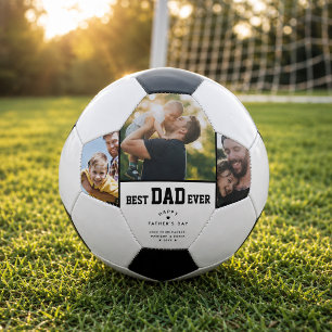 Best Dad Ever Custom 3 Color Photo Fathers Day Soccer Ball