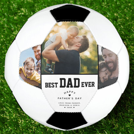 Best Dad Ever Custom 3 Color Photo Fathers Day Soccer Ball