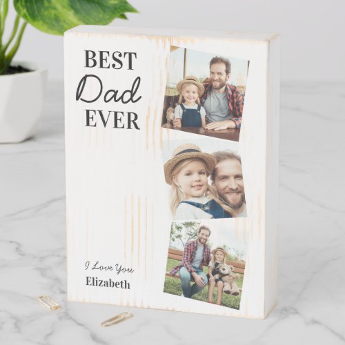 Best DAD Ever Custom 3 Photo Collage Father's Day Wooden Box Sign - Surprise dad this fathers day with a personalized 3 photo plaque.  
"Best DAD Ever" Personalize this dad plaque with favorite photos, message and name.. Visit our collection for the best dad father's day gifts and personalized dad gifts. COPYRIGHT © 2020 Judy Burrows, Black Dog Art - All Rights Reserved. Best DAD Ever Custom 3 Photo Collage Father's Day Wooden Box Sign