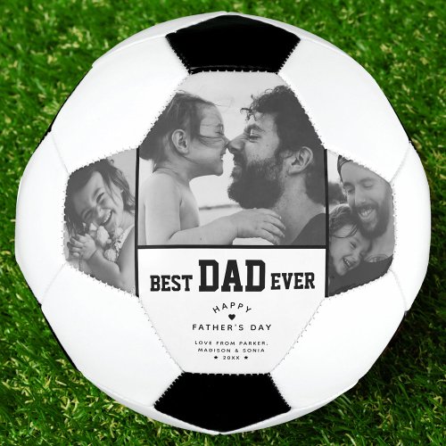 Best Dad Ever Custom 3 Photo Fathers Day Soccer Ball