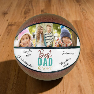 Best Dad Ever Custom 3 Photo Signed Basketball