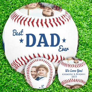 Best DAD Ever Custom 4 Photo Create Your Own Baseball