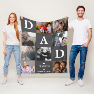 Best Dad Ever – Custom 4-Photo Father's Day Fleece Blanket