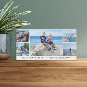 Best Dad Ever Custom 5 Photo Collage Wooden Box Sign