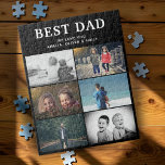 Best Dad Ever Custom 6 Photo Collage Album Jigsaw Puzzle<br><div class="desc">Best Dad Ever Custom 6 Photo Collage Photo Puzzle. 6 photos and the best dad ever in modern white typography on a black background. Personalize the puzzle with your photos. Great gift and a sweet keepsake for a dad or grandpa on Father`s Day,  birthday or Christmas.</div>