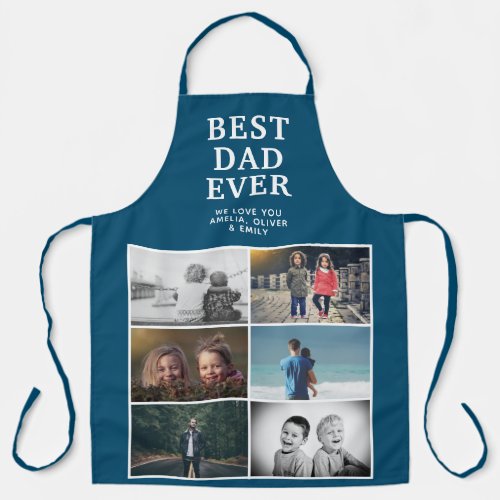 Best Dad Ever Custom 6 Photo Collage Blue Apron