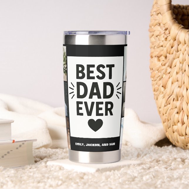 Best Dad Ever Custom 6 Photo Collage  Insulated Tumbler (Living Room)