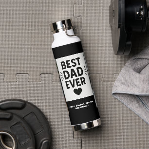 Best Dad Ever Custom 6 Photo Collage Water Bottle