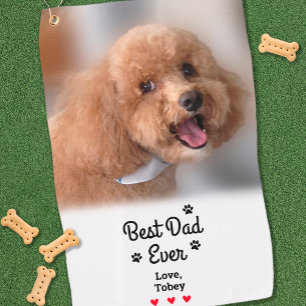 Best Dad Ever Custom Dog Lover Pet Photo  Golf Towel