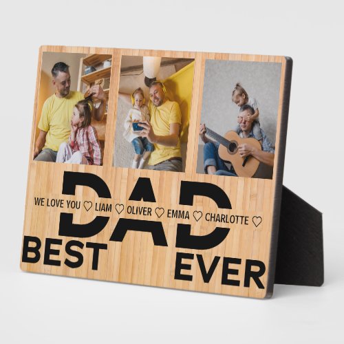 Best Dad Ever Custom Family 3 Photo Collage Plaque