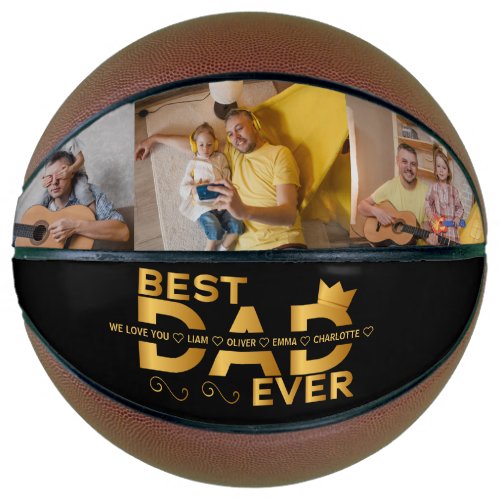 Best Dad Ever Custom Family 3 Photo With Names Basketball