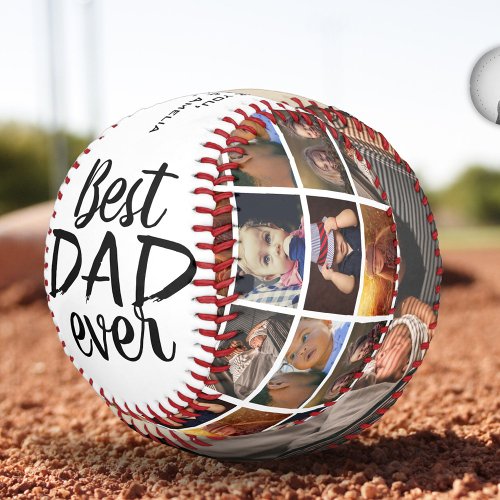 Best Dad Ever Custom Fathers Day 6 Photo Collage Baseball
