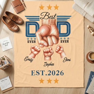 Best Dad Ever Custom Father’s Day 8 photos Fleece Blanket