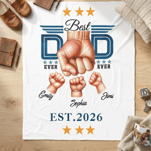 Best Dad Ever Custom Father’s Day 8 photos Fleece Blanket