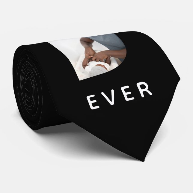 Best Dad Ever Custom Fathers Day Photo Collage Neck Tie (Rolled)