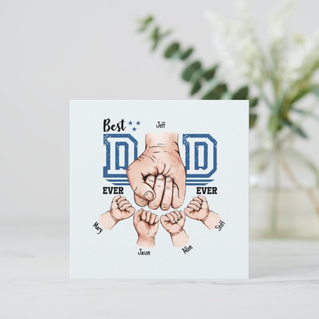 Best Dad Ever Custom Fist Bump - Four Kids (Standing Front)