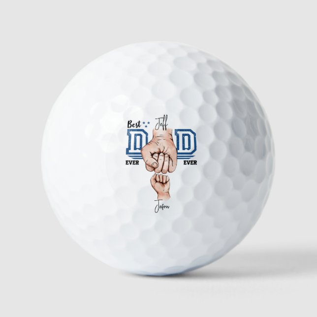 Best Dad Ever Custom Fist Bump - One Kid Golf Balls (Front)