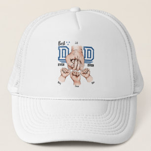 Best Dad Ever Custom Fist Bump - Three Kids Trucker Hat
