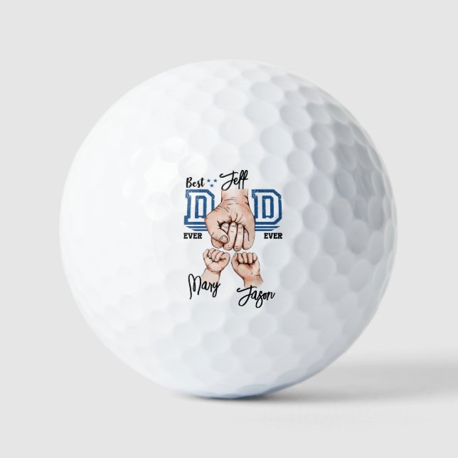 Best Dad Ever Custom Fist Bump - Two Kids Golf Balls (Front)