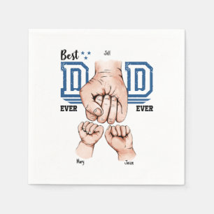 Best Dad Ever Custom Fist Bump - Two Kids Napkins