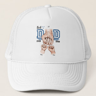 Best Dad Ever Custom Fist Bump - Two Kids Trucker Hat