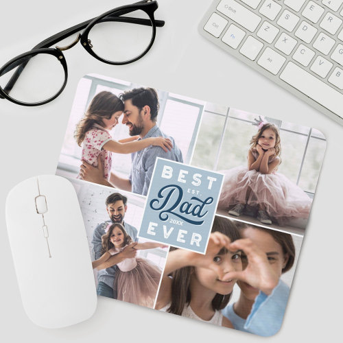 Best Dad Ever  Custom Four Photo Family Collage Mouse Pad