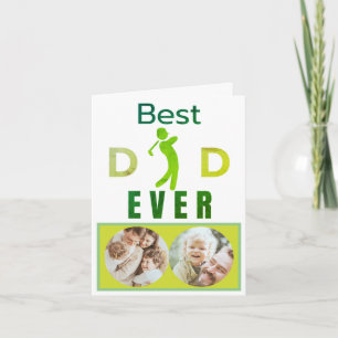 Best Dad Ever Custom Green Golfer Family Photo Card