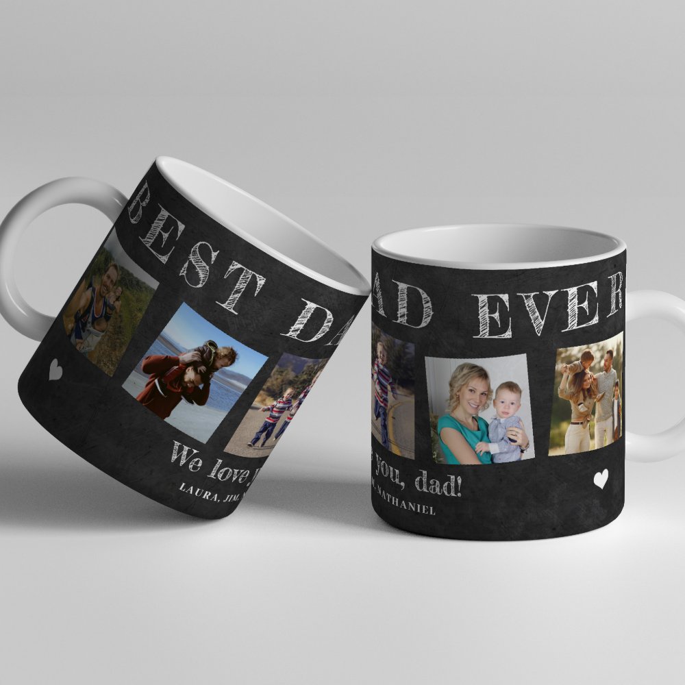 Discover Best Dad Ever Custom Multi Custom Photo Collage Father Coffee Mug