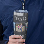 Best dad ever custom multi photo collage father insulated tumbler<br><div class="desc">Best dad ever bold white typography on dark grey charcoal chalkboard tumbler - personalized Father's Day or birthday keepsake gift for daddy with your 5 photos,  your text,  and your signature.</div>