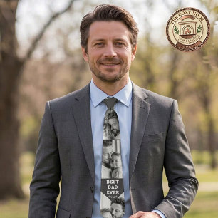 Best Dad Ever Custom Multi Photo Collage Neck Tie