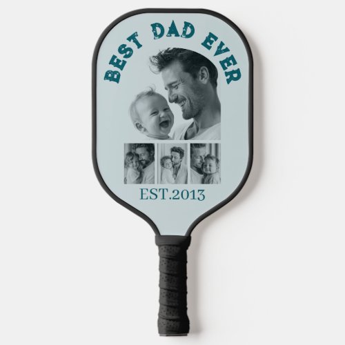Best Dad Ever Custom Multi Photo Collage Pickleball Paddle