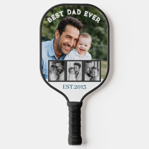 Best Dad Ever Custom Multi Photo Collage Pickleball Paddle