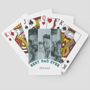 Best Dad Ever Custom Multi Photo Collage Poker Cards