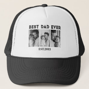 Best Dad Ever Custom Multi Photo Collage Trucker Hat