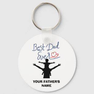 Best Dad Ever Custom Name Keychain