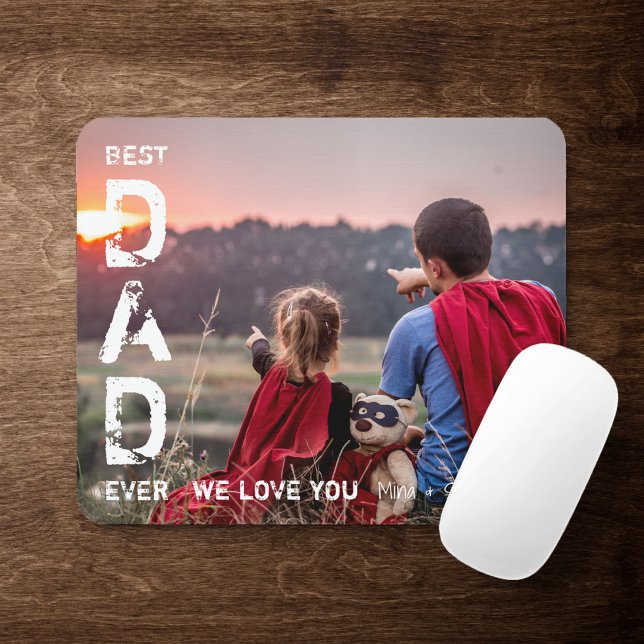 Best Dad Ever Custom Name Photo Cool Father's Day Mouse Pad (Creator Uploaded)