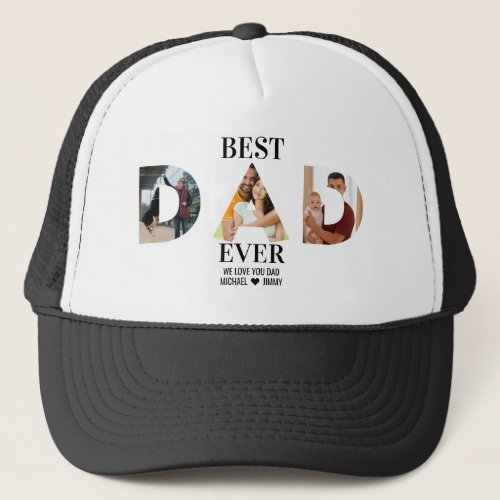 Best Dad Ever Custom Papa with Photo Names Gifts  Trucker Hat