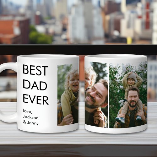 Best Dad Ever Custom Personalized Family Photo Coffee Mug