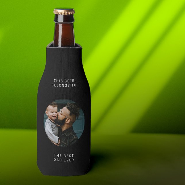 Best Dad Ever | Custom photo and text Father's day Bottle Cooler (Creator Uploaded)