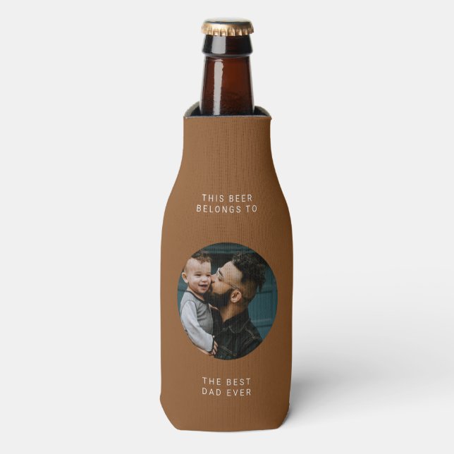 Best Dad Ever | Custom photo and text Father's day Bottle Cooler (Bottle Front)