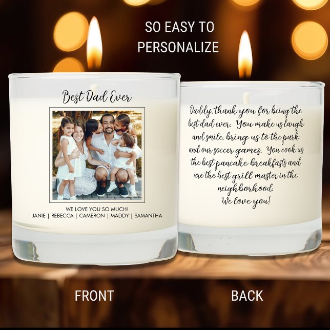 Best Dad Ever Custom Photo And Text on Back Scented Candle (Creator Uploaded)