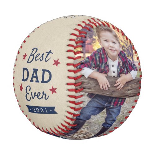 Best Dad Ever  Custom Photo Baseball